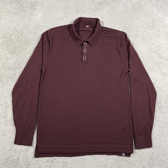 lululemon athletica Other - Lululemon Techwool Polo Shirt Mens Large Burgundy Long Sleeve Wool Blend